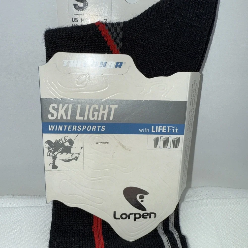 Lorpen SKI LIGHT Black Socks Size S Merino Blend Tri Layer NWT Men Women‎ Winter
